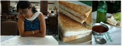 From the menu to the table - sandwiches at Koshy's.
